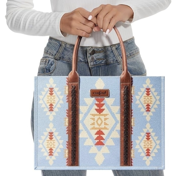 No brand Handbags - Large Tote Bag with Zipper Top Southwest Style
